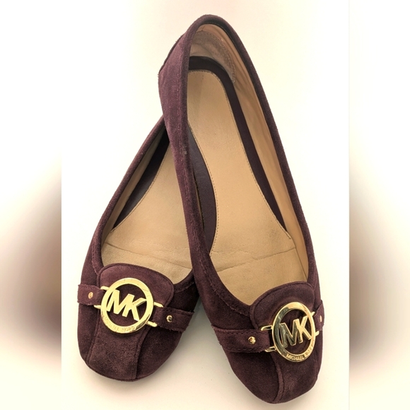 Michael Kors Burgundy Suede Leather Ballerina Flats, Size 11 - Picture 2 of 7